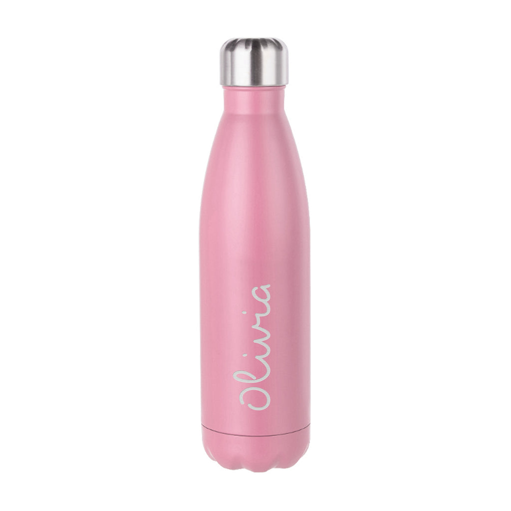 Personalised Summer Style Matte Water Bottle - Pink - Buy Metal Water Bottles at GiftMasters.co.uk