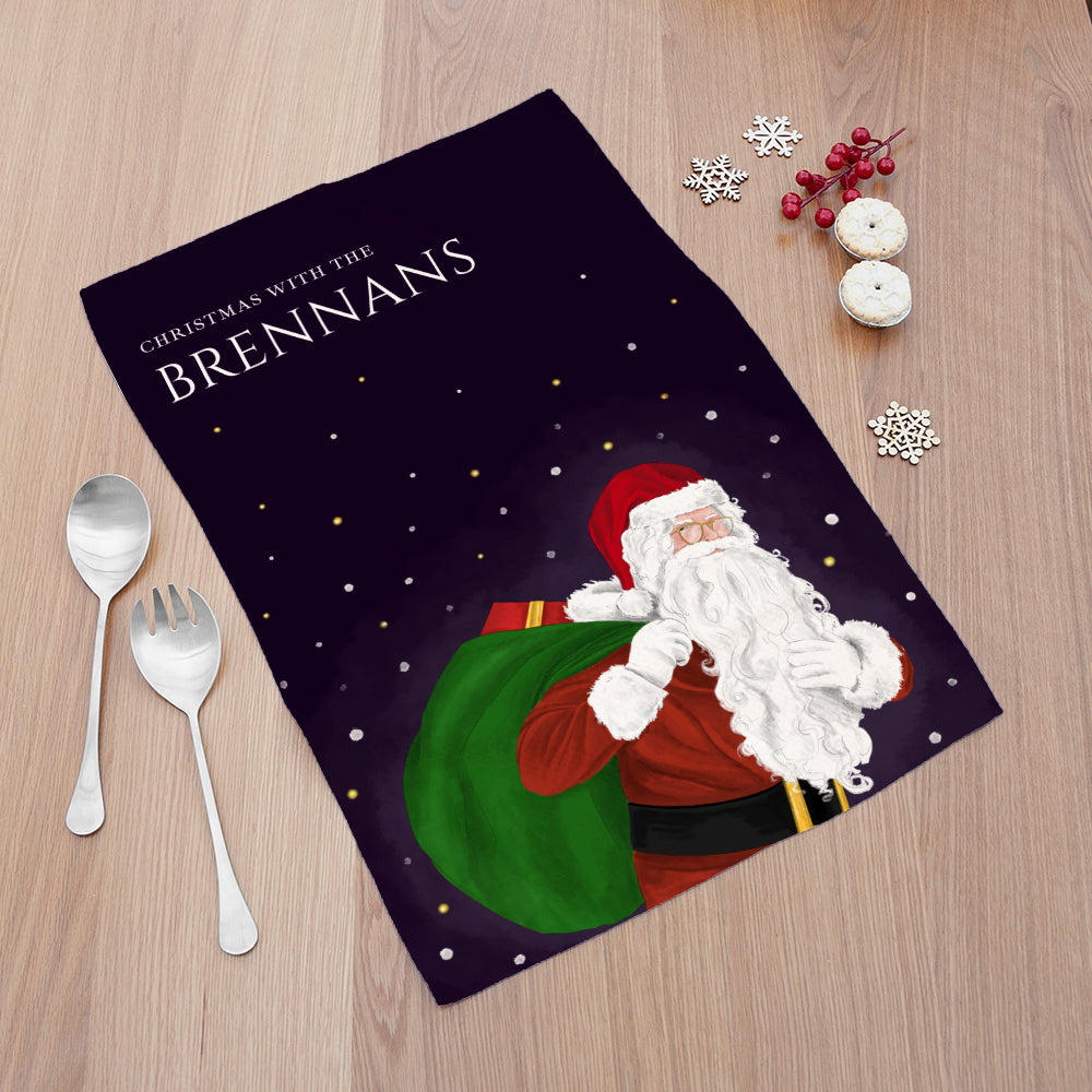 Personalised Traditional Santa Tea Towel - Buy Textile Accessories at GiftMasters.co.uk