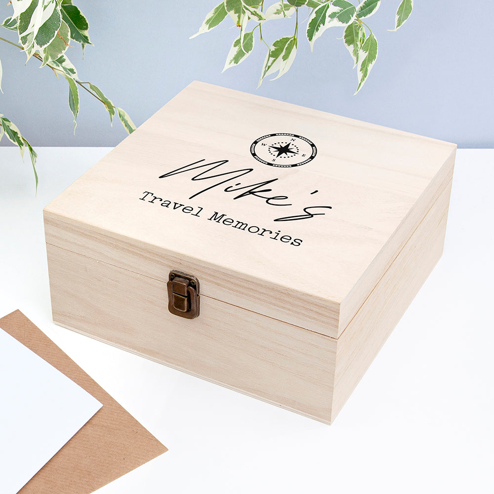 Personalised Travel Memories Box - Buy Wooden Keepsake Boxes at GiftMasters.co.uk