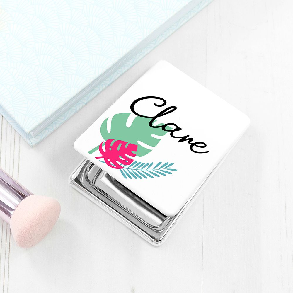 Personalised Tropical Rectangle Compact Mirror - Buy Metal Compact Mirrors at GiftMasters.co.uk