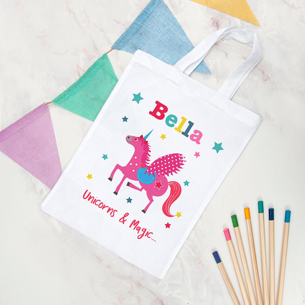 Personalised Unicorn Party Bag - Buy Textile Bags at GiftMasters.co.uk