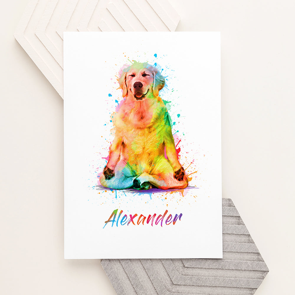 Personalised Watercolour Dog Yoga Print - Buy Paper Print at GiftMasters.co.uk