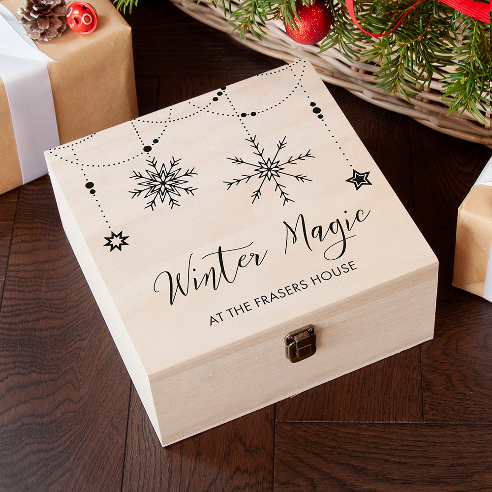Personalised Winter Magic Christmas Eve Box - Buy Wooden Keepsake Boxes at GiftMasters.co.uk