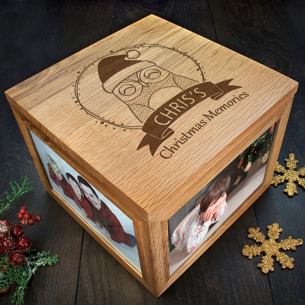 Personalised Woodland Owl Christmas Christmas Memory Box - Buy Wooden Keepsake Boxes at GiftMasters.co.uk