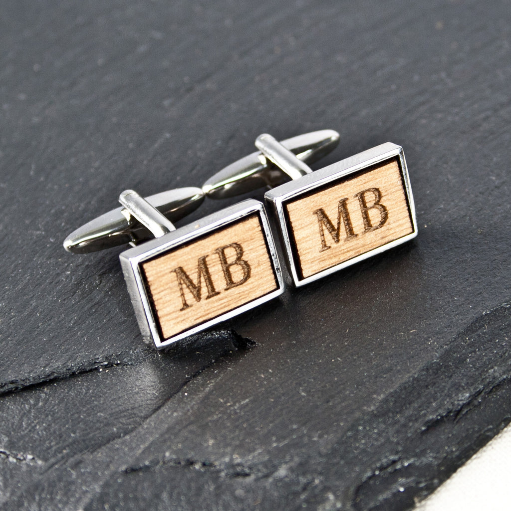 Rectangle Wooden Cufflinks - Buy Wooden Cufflinks at GiftMasters.co.uk