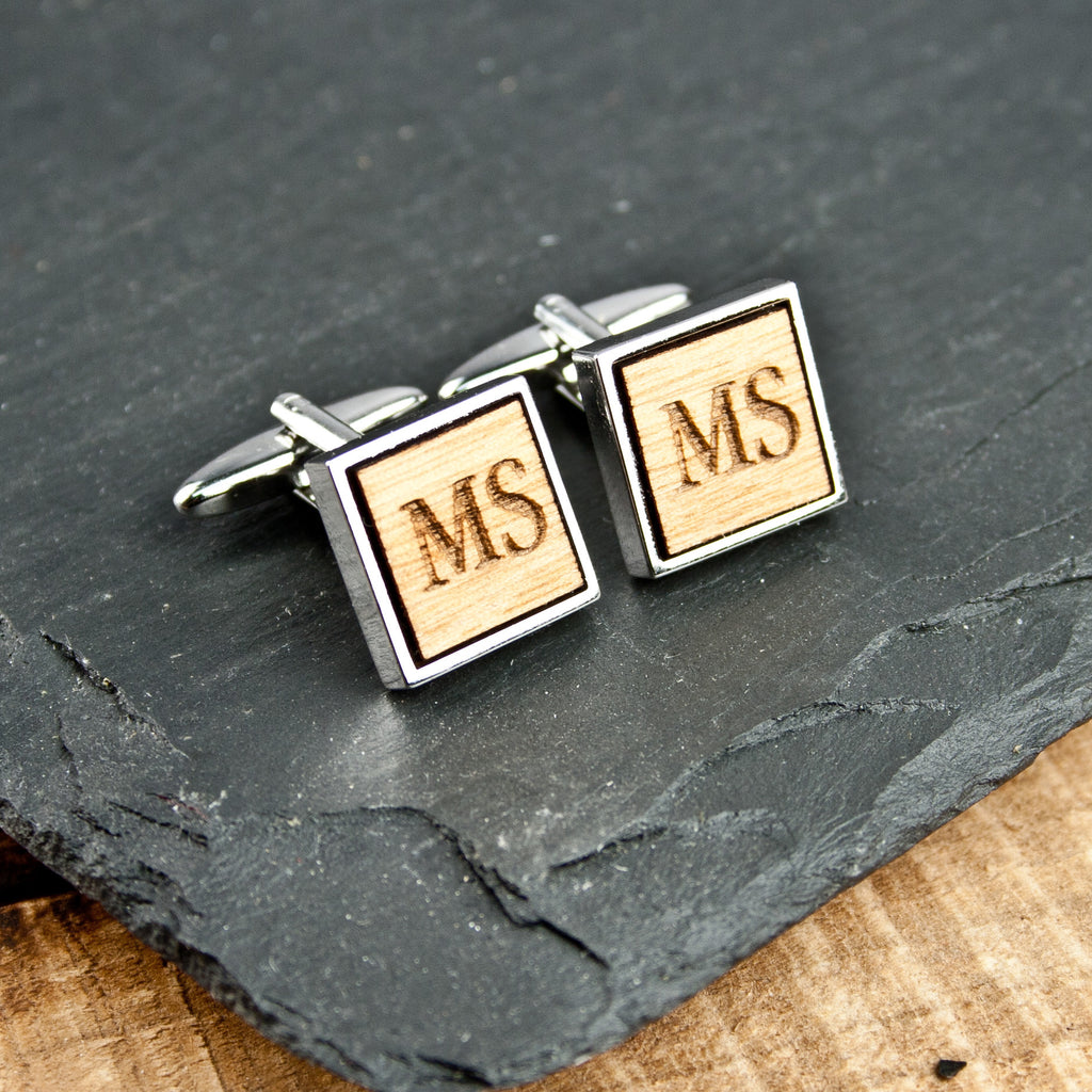 Square Wooden Cufflinks - Buy Wooden Cufflinks at GiftMasters.co.uk