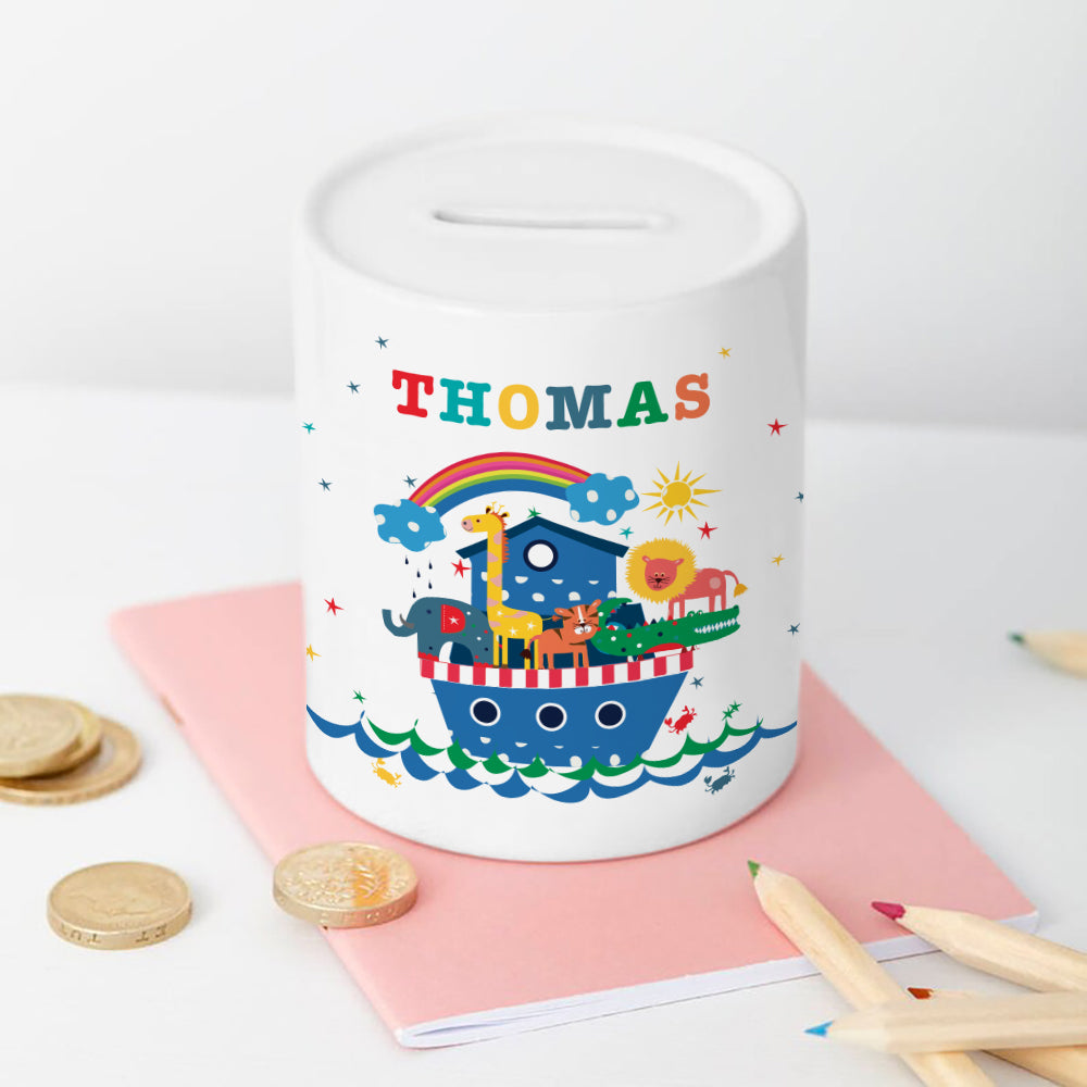 Personalised Noah's Ark Money Box - Buy Ceramic Keepsakes at GiftMasters.co.uk