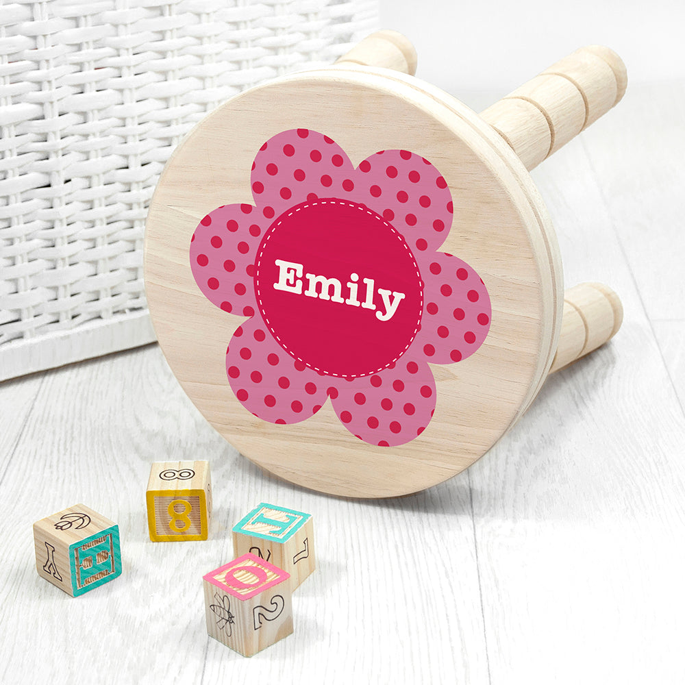 Personalised Kid's Flower Wooden Stool - Buy Wooden Stools at GiftMasters.co.uk