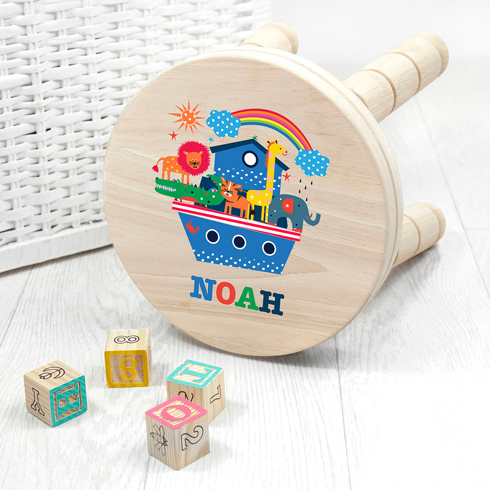 Personalised Kid's Noah's Ark Wooden Stool - Buy Wooden Stools at GiftMasters.co.uk