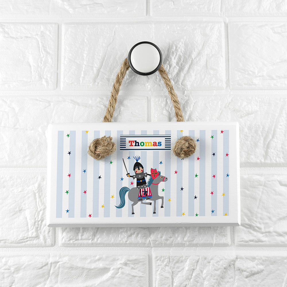 Personalised Kid's Knight White Door Sign - Buy Wooden Signs at GiftMasters.co.uk