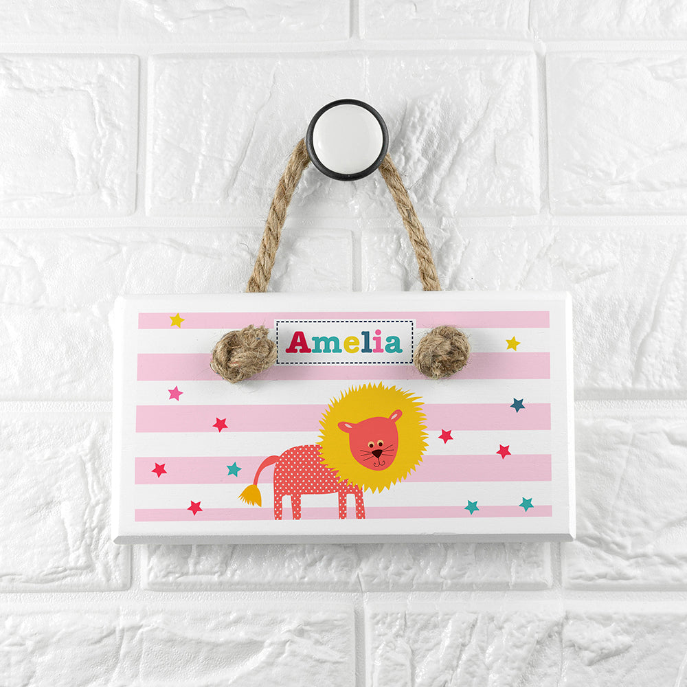 Personalised Kid's Circus Lion White Door Sign - Buy Wooden Signs at GiftMasters.co.uk