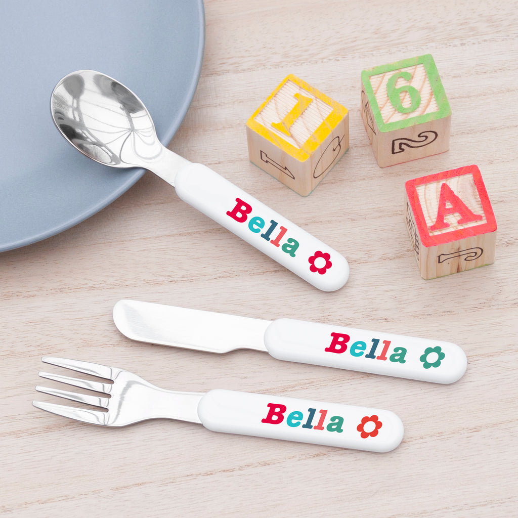 Personalised Kids Little Fox Metal Cutlery Set - Buy Metal Cutlery at GiftMasters.co.uk
