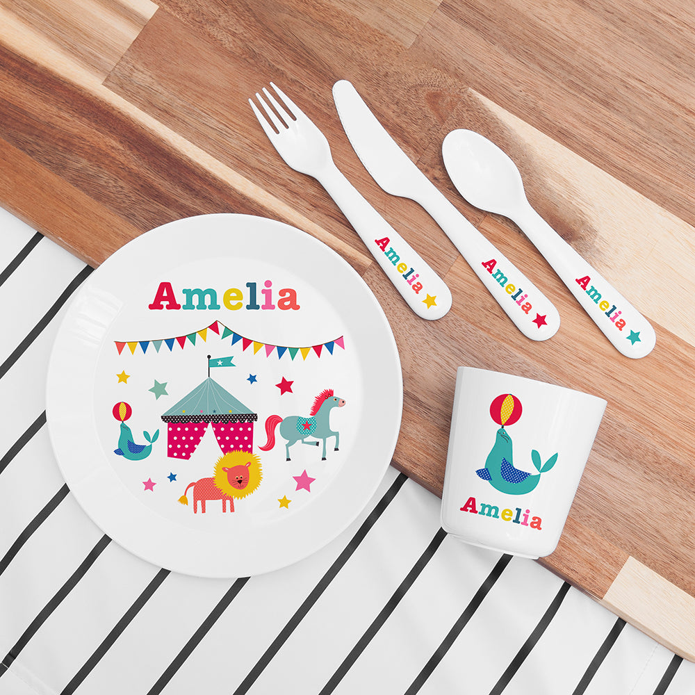 Personalised Kids Circus Dining Set - Buy Plastic at GiftMasters.co.uk
