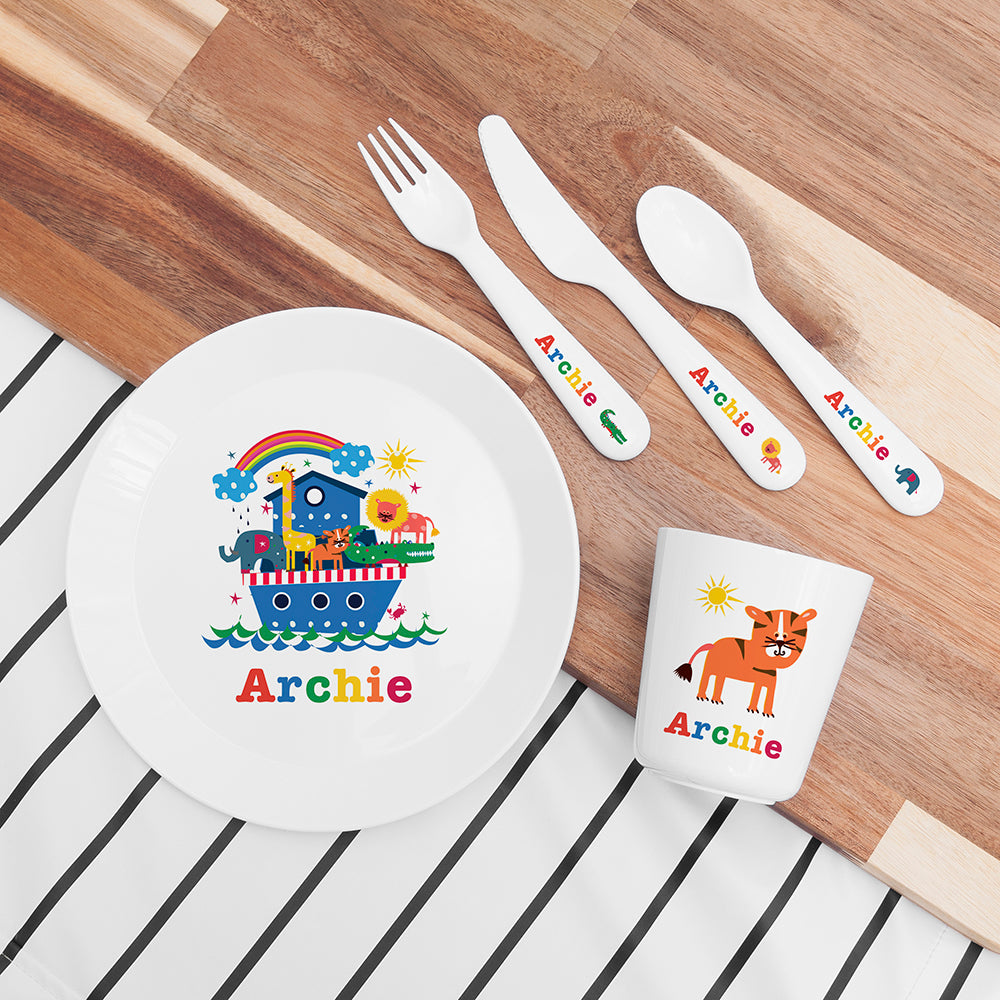 Personalised Kids Noah's Ark Dining Set - Buy Plastic at GiftMasters.co.uk