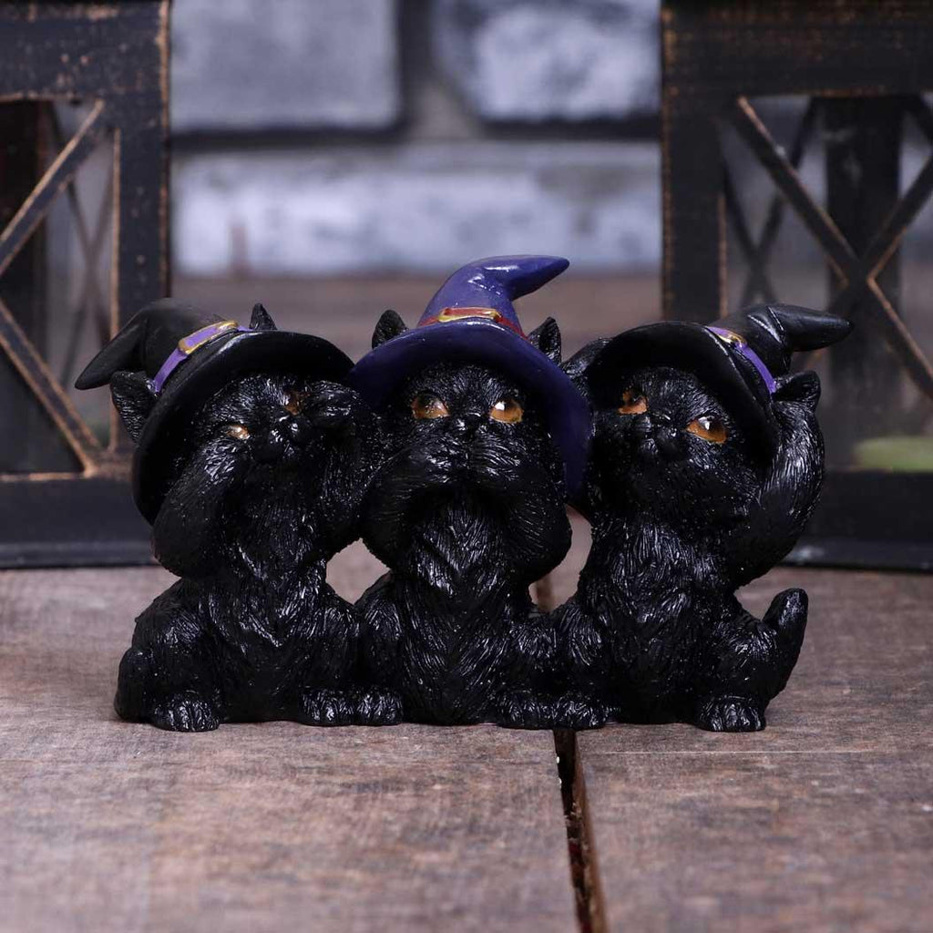 Three Wise Black Cats 11.5cm Ornament - Buy Figurines Small (Under 15cm) at GiftMasters.co.uk