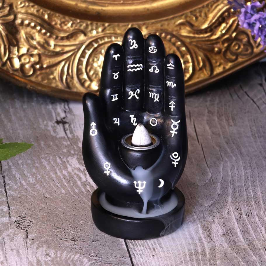 Palmistry Backflow Incense Burner (Black) 12cm - Buy Incense Holders at GiftMasters.co.uk