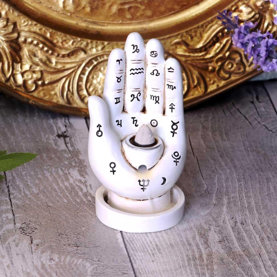 Palmistry Backflow Incense Burner (White) 12cm