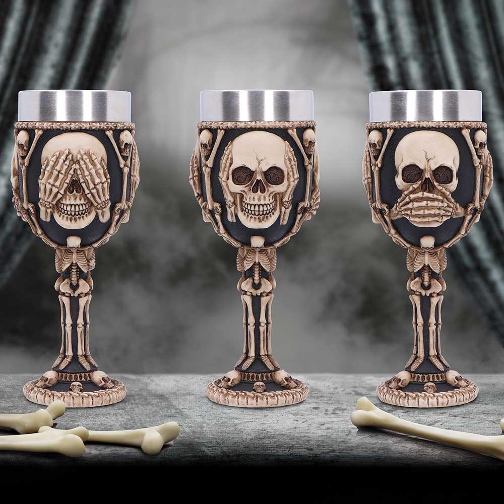 Three Wise Skeleton Goblet 20cm - Buy Goblets & Chalices at GiftMasters.co.uk