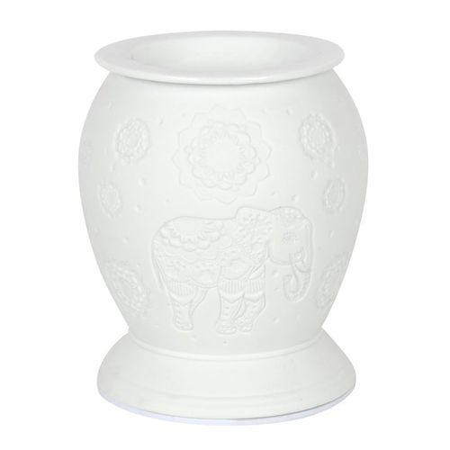 Elephant White Ceramic Electric Oil Burner and Wax Warmer - GiftMasters.co.uk