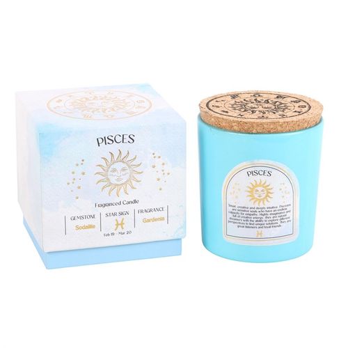 Pisces Gardenia Gemstone Zodiac Candle - Buy  at GiftMasters.co.uk