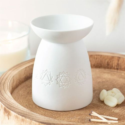White Ceramic Seven Chakra Oil Burner and Wax Warmer - Buy  at GiftMasters.co.uk