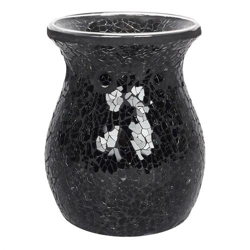Large Black Crackle Oil Burner and Wax Warmer - GiftMasters.co.uk