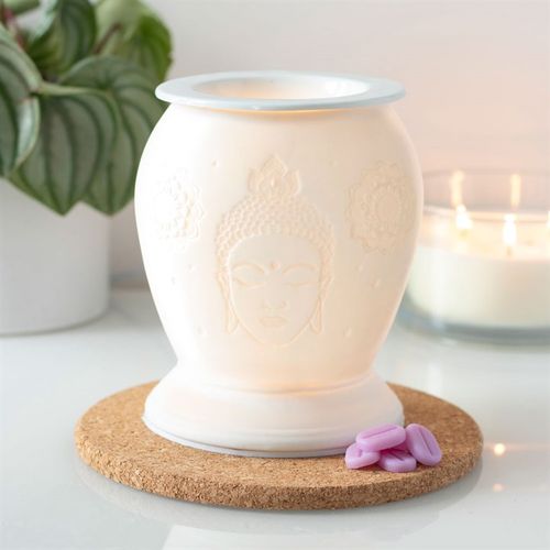 White Ceramic Buddha Electric Oil Burner and Wax Warmer - Buy  at GiftMasters.co.uk