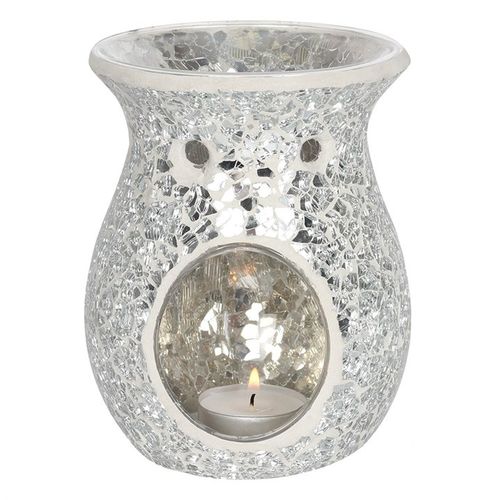 Large Silver Crackle Oil Burner and Wax Warmer - Buy  at GiftMasters.co.uk