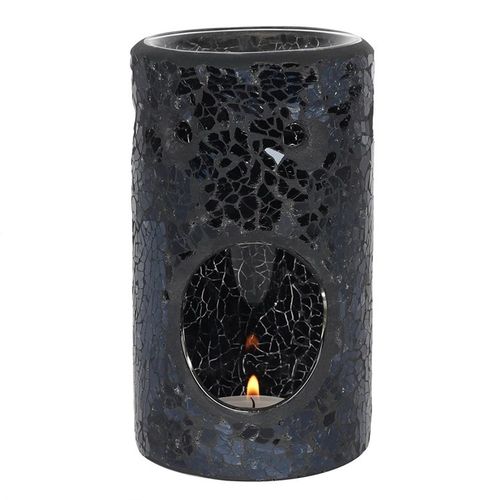 Black Crackle Glass Pillar Oil Burner and Wax Warmer - Buy  at GiftMasters.co.uk