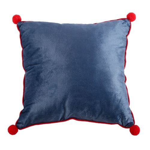 35cm Square Gnome Print Cushion with Pom Poms - GiftMasters.co.uk