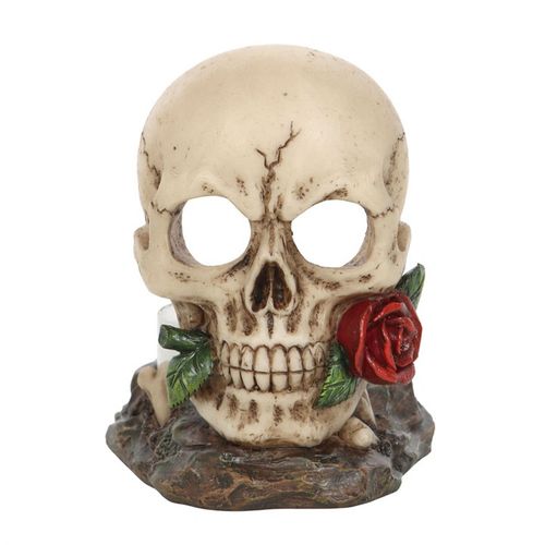 Skull Rose Tealight Holder - GiftMasters.co.uk