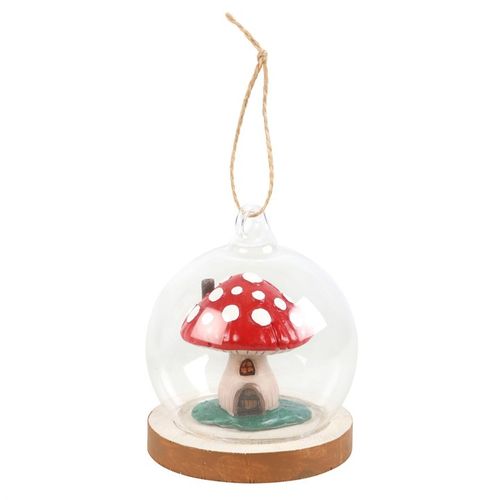 Mushroom House Glass Dome Hanging Decoration - Buy  at GiftMasters.co.uk