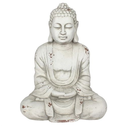 58cm White Hands In Lap Sitting Garden Buddha - Buy  at GiftMasters.co.uk