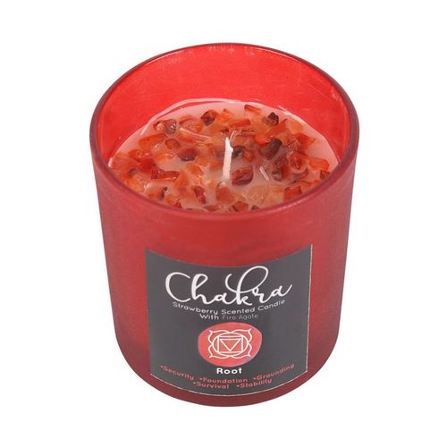Root Chakra Strawberry Crystal Chip Candle - Buy  at GiftMasters.co.uk
