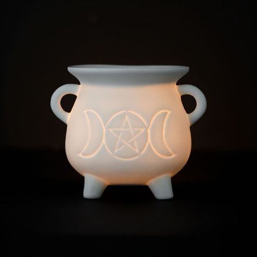 White Triple Moon Cauldron Oil Burner - Buy  at GiftMasters.co.uk