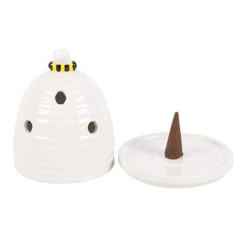 White Beehive Incense Cone Holder - GiftMasters.co.uk