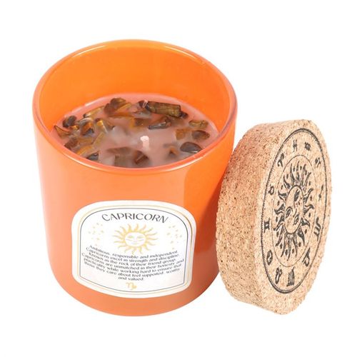 Capricorn Sandalwood & Jasmine Gemstone Zodiac Candle - GiftMasters.co.uk