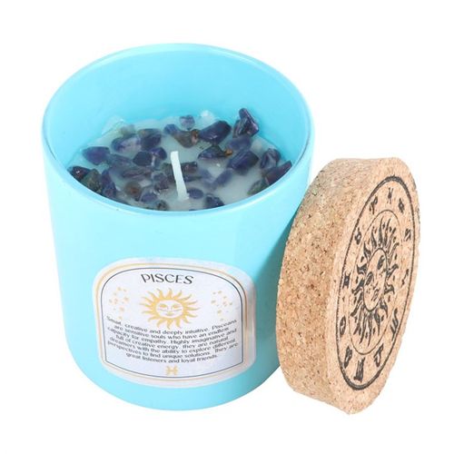 Pisces Gardenia Gemstone Zodiac Candle - GiftMasters.co.uk