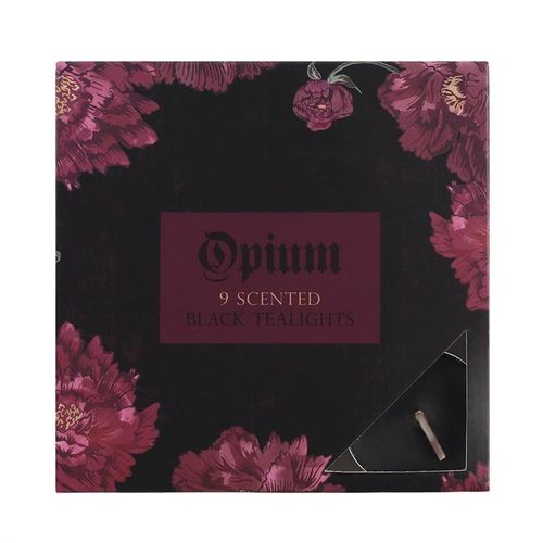 Pack of 9 Opium Scented Black Tealights - Buy  at GiftMasters.co.uk