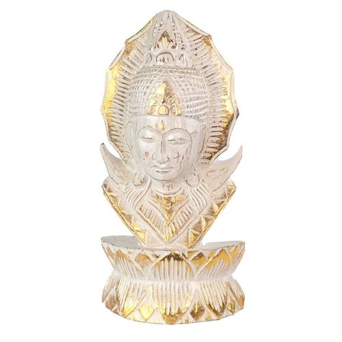 Whitewash Albasia Wood Thai Buddha - Buy  at GiftMasters.co.uk
