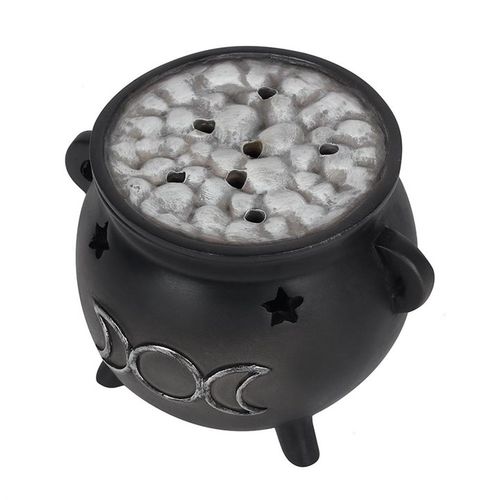 Triple Moon Cauldron Incense Cone Holder - GiftMasters.co.uk