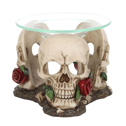 Resin and Glass Skull Rose Oil Burner - Buy  at GiftMasters.co.uk