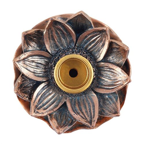 Bronze Lotus Backflow Incense Burner - GiftMasters.co.uk