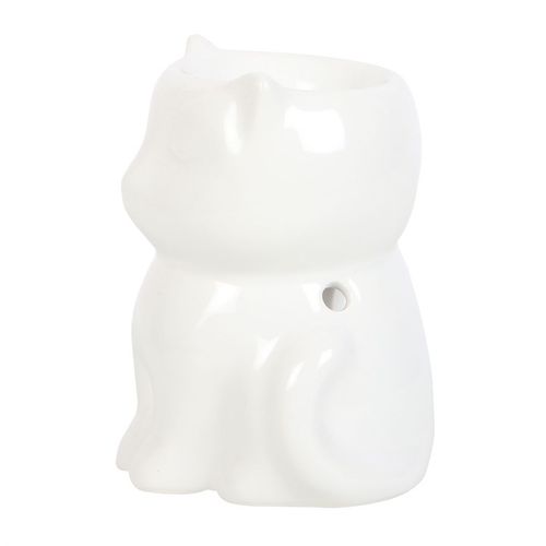 Shiny White Cat Oil Burner - GiftMasters.co.uk