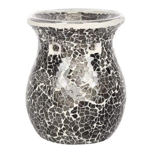 Large Gunmetal Grey Crackle Oil Burner and Wax Warmer - GiftMasters.co.uk