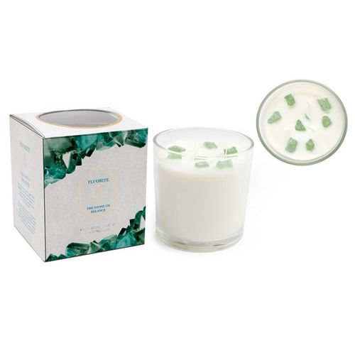 12cm Black Tea Vetiver Candle with Green Fluorite Crystals - Buy  at GiftMasters.co.uk