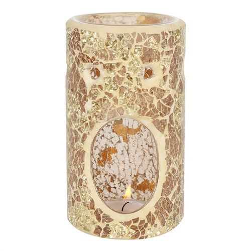 Gold Pillar Crackle Glass Oil Burner and Wax Warmer - Buy  at GiftMasters.co.uk