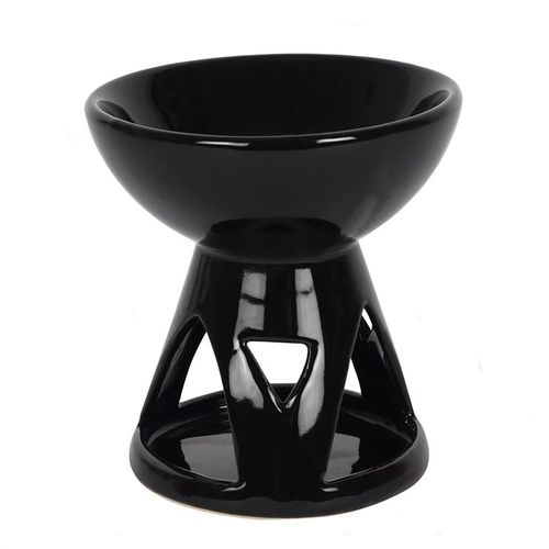 Black Deep Bowl Oil Burner and Wax Warmer - GiftMasters.co.uk