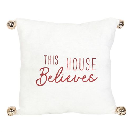 35cm This House Believes Cushion with Bells - Buy  at GiftMasters.co.uk