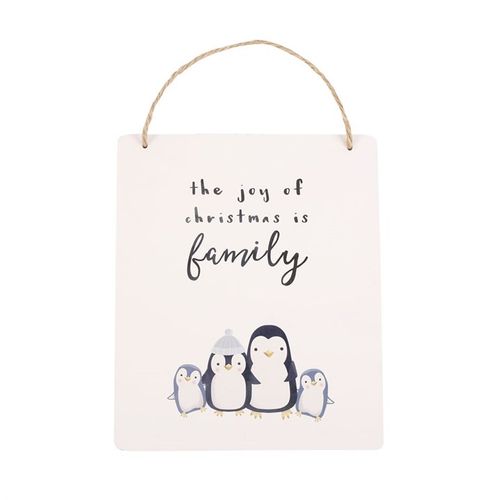 Joy of Christmas Penguin Family Hanging Sign - Buy  at GiftMasters.co.uk